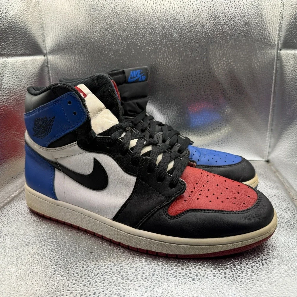 Size 12 Jordan 1 Retro High OG‎ Top 3 Black White Red Blue Mens Shoes 555088-026